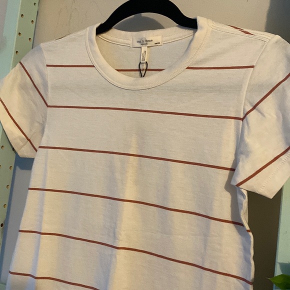 NWT rag & bone The Stripe Organic Cotton T-Shirt in Rust - Picture 3 of 13